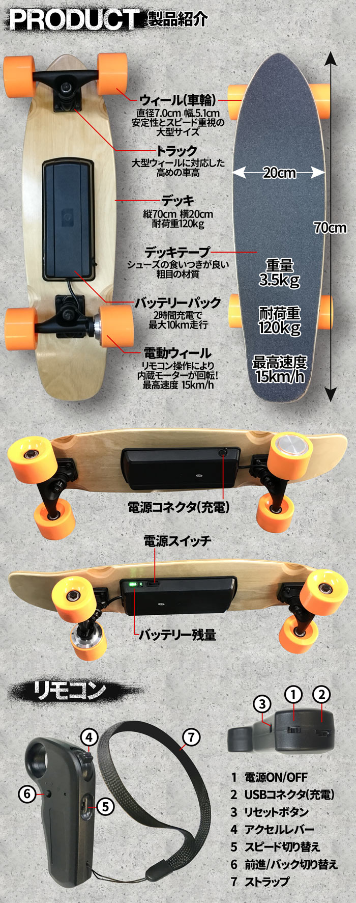 最新スポーツシリーズ スクーター 乗り物類 電動式 電動スケートボード Ele Board